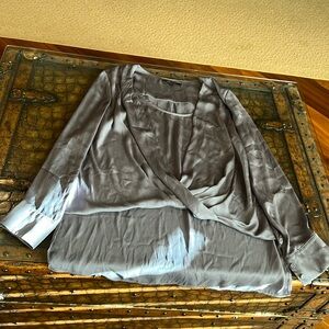 BCBGMAXAZRIA Hi Low Long Sleeve Wrap Blouse